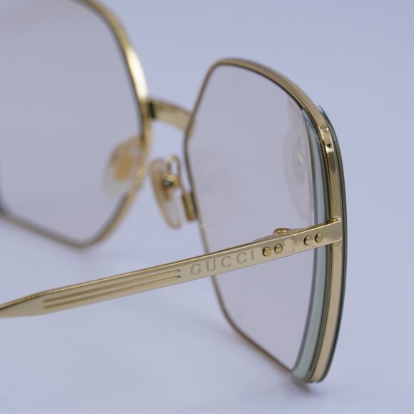 Gucci GG0992S 001 Sunglasses Gold Square Frame, Light Yellow Lenses - Picture 6 of 11